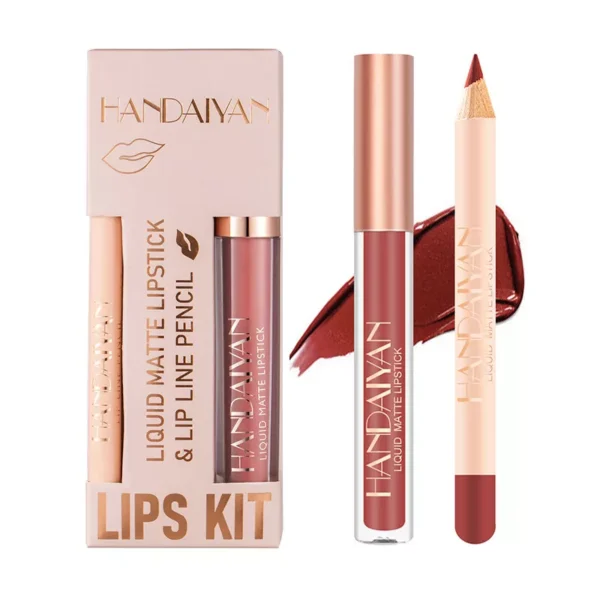 HANDAIYAN Lip Liner Lip Gloss Set Waterproof Matte Liquid Lipstick Pencil